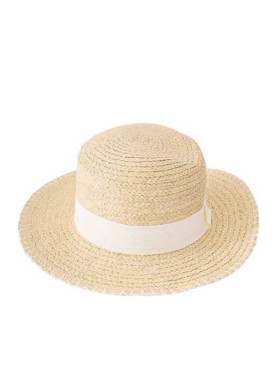 Celestino Women's Wicker Hat Ribbon Beige Light