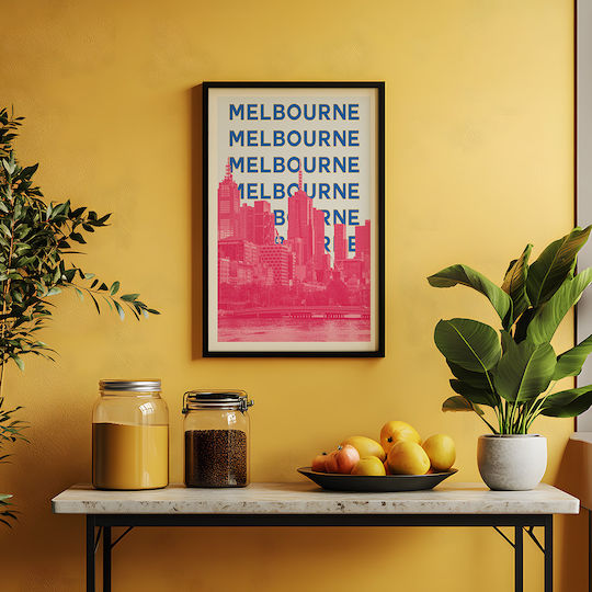 Poster Melbourne Pop Art Pst25511 40cm X 50cm White Wooden Frame