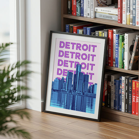 Poster Detroit Pop Art Pst25504 40cm X 50cm Brown Wooden Frame