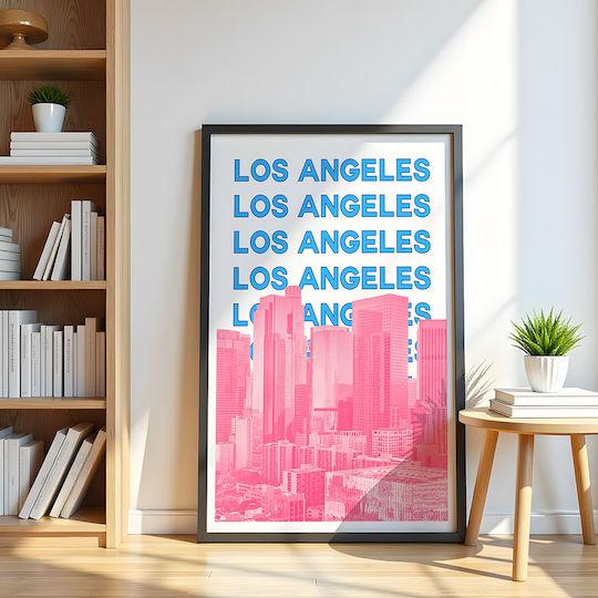 Poster Los Angeles Pop Art Pst25508 40cm X 50cm Brown Wooden Frame