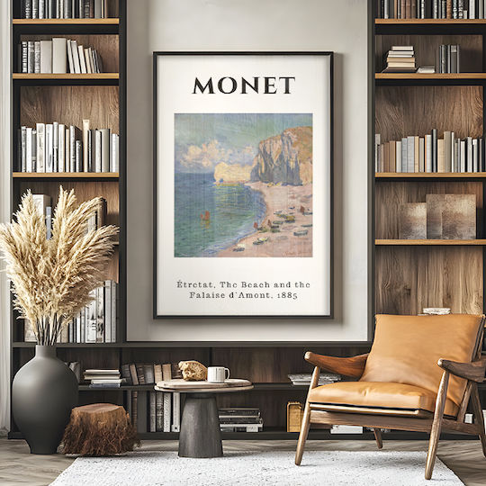 Poster Claude Monet Beach Falaise D Amont Art232 40cm X 50cm Premium Μαύρο Ξύλινο Κάδρο-63368pd156123f55323