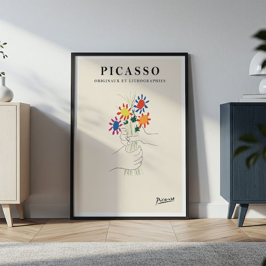 Poster Pablo Picasso Bouquet Peace Art250 40cm X 50cm Κορνίζα Καφέ Ξύλου 63777pd156081f63322