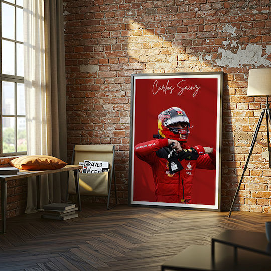Poster Formula1 Carlos Sainz F061 40cm X 50cm Λευκή Ξύλινη Κορνίζα-63052pd156213f55310