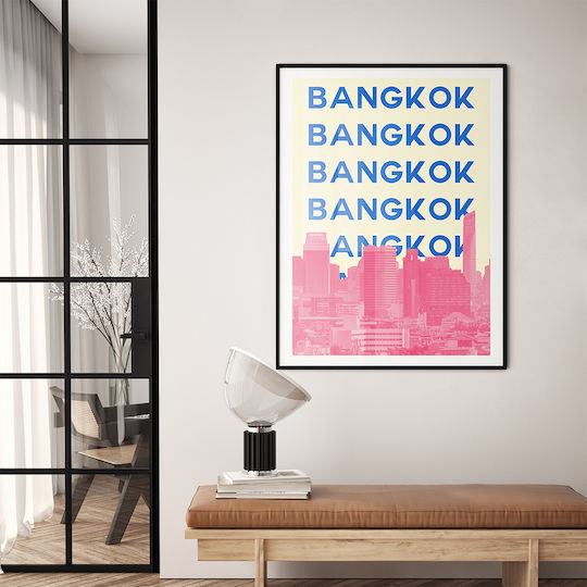 Poster Bangkok Pop Art Pst25520 40cm X 50cm White Wooden Frame 63402pd156102f55310