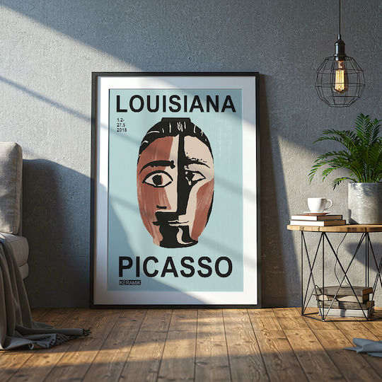 Poster Pablo Picasso Ceramics Tete De Femme Art246 40cm X 50cm Black Wooden Frame