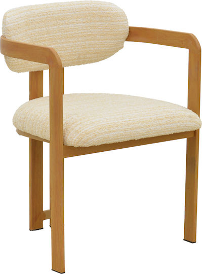 Berdona Dining Chair with Fabric Upholstery Beige 57x47x78cm