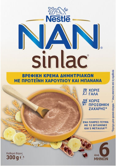 Nestlé Βρεφική Κρέμα Sinlac Χωρίς Προσθήκη Ζάχαρης 300gr για 6+ Μηνών