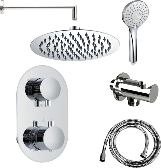 Vinci Set de Mixer și Cap de Duș Încorporat pentru Duș 2 Ieșiri Argintiu Vinci Set de Mixer și Cap de Duș Încorporat pentru Duș 2 Ieșiri Argintiu