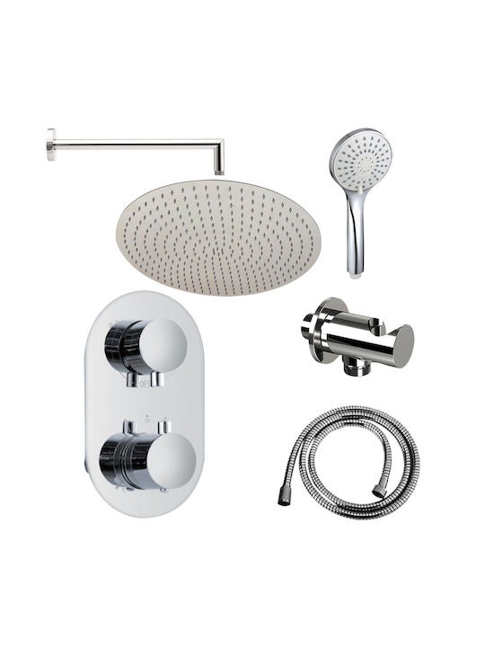 Vinci Built-in Mixer & Shower Head Set for Shower 2 Outlets Silver
