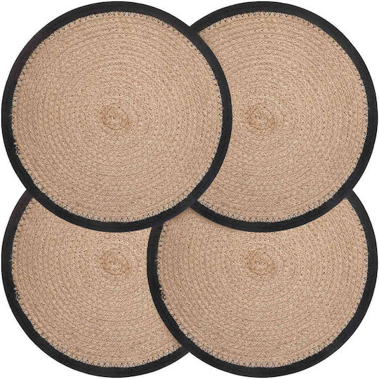 vidaXL Wicker Placemats Black 30x30cm 4 Pieces