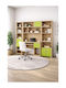 Kids Desk with Library from Melamine Green 215x55x180cm