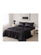 Silk Fashion King Size Bed Sheets Set 270x290cm Dark Grey 4 Pieces