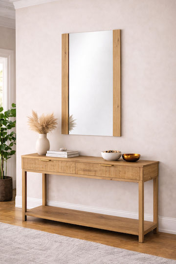Sarris Wall Mirror with Brown Wooden Frame 75x90cm