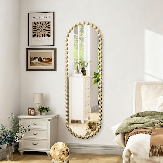 Pakketo Wandspiegel Ganzkörper Oval mit Gold Metallischem Rahmen 160x40cm