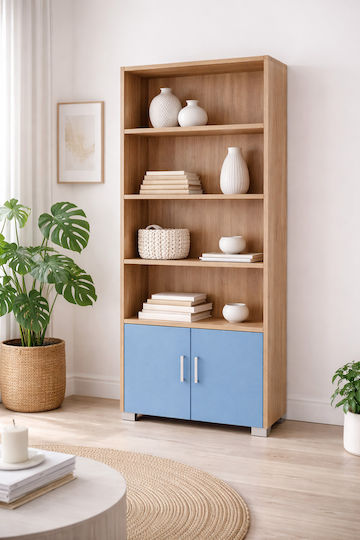 Βιβλιοθήκη Δαπέδου Ξύλινη Γαλάζια 75x30x180cm Βιβλιοθήκη Δαπέδου Ξύλινη Γαλάζια 75x30x180cm