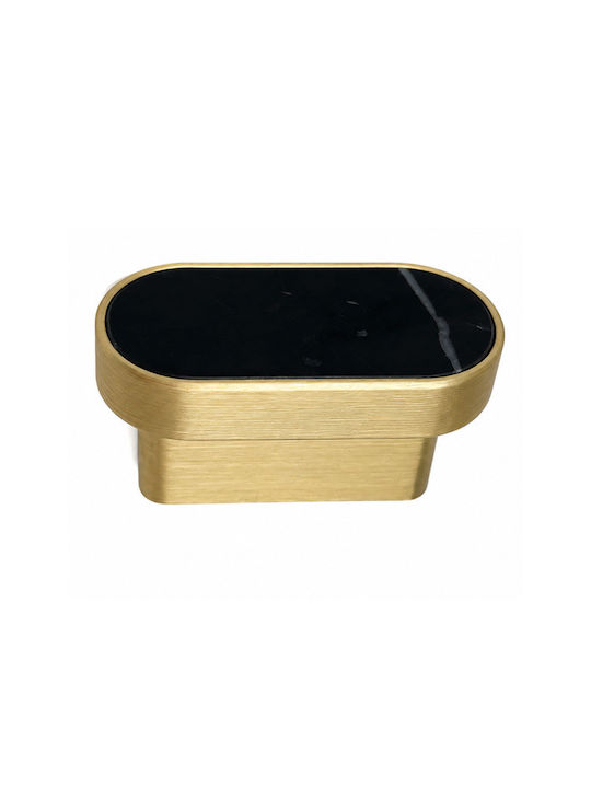 Sc Herrajes 880 Furniture Handle Made of Marble & Metallic Gold with Hole Centers 32mm