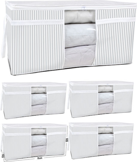 SteweHome Clothing Storage Case for Blanket/Duvet / Clothes in Grey Colour 75x40x40cm 5pcs