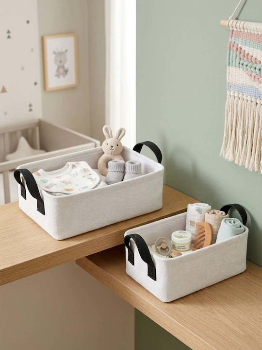 SteweHome Fabric White Storage Basket 30x22cm 2 Pieces