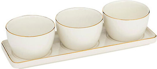 Atmosphera Ceramic Dessert Tower Stand 3 Slots White Ø30cm W9.5xL5.5cm 4 Pieces