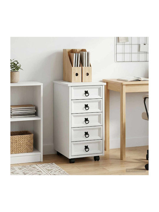 Büroaufbewahrungsschrank aus Massivholz und Metall Weiß 34x39x65.5cm