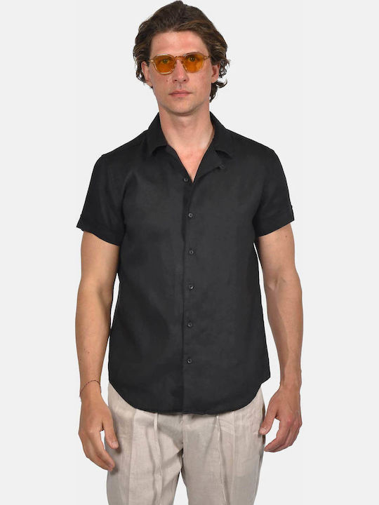 Berto Lucci Short Sleeve Linen Shirt in Regular...