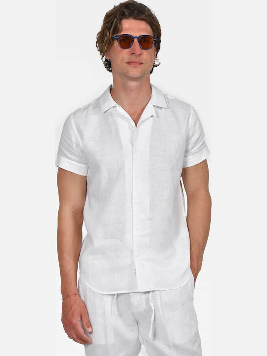 Berto Lucci Short Sleeve Linen Shirt in Regular...