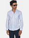 Long Sleeve Cotton Shirt in a Regular Fit, Checked Light Blue