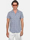 Short Sleeve Linen Shirt in Regular Fit Floral Blue