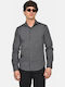Long Sleeve Cotton Shirt in Regular Fit Anthracite