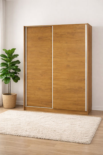 53 Double Door Wardrobe Sliding Walnut 150x60x240cm