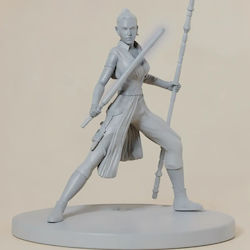 Unpainted 3D Figure Rey Jedi Star Wars Painting DIY Gift Colors 30 Cm 1:6