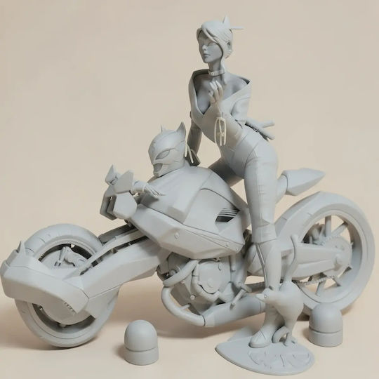 Unpainted 3D Sammelbare Figur Catwoman auf Motorrad Von DC Diy Bemalen Geschenk Farben 15,2 cm 1:12