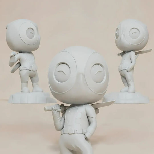 Unpainted 3D Figure Chibi Deadpool Sword Files Painting Diy Gift Colors 20 Cm 1:8