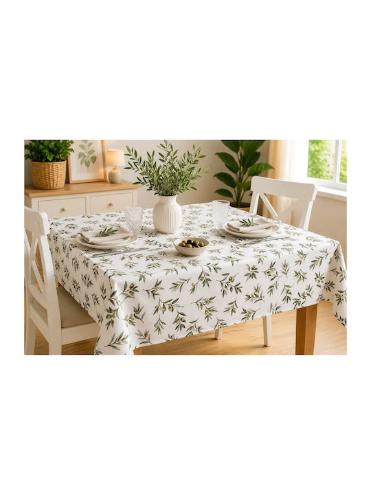 Tischdecke Mit Spitze Fleckabweisend Set Olive 140x180cm