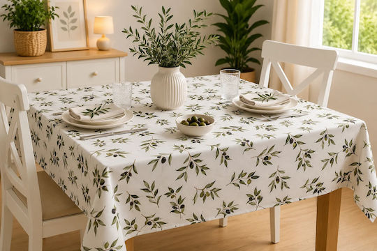 NufJoy Fleckabweisendes Tischtuch Set Loom Olive 120x160cm