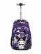 Graffiti Pop Art Kuromi School Trolley Bag for Elementary School with Water Bottle Holder Multicolour 30 x 14 x 44cm