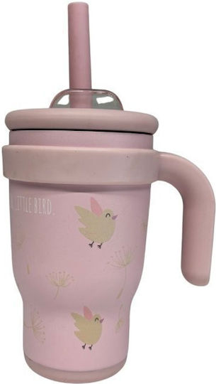 abo Make A Wish Little Bird Stainless Steel Kids Water Bottle Thermos with Straw Multicolour 350ml