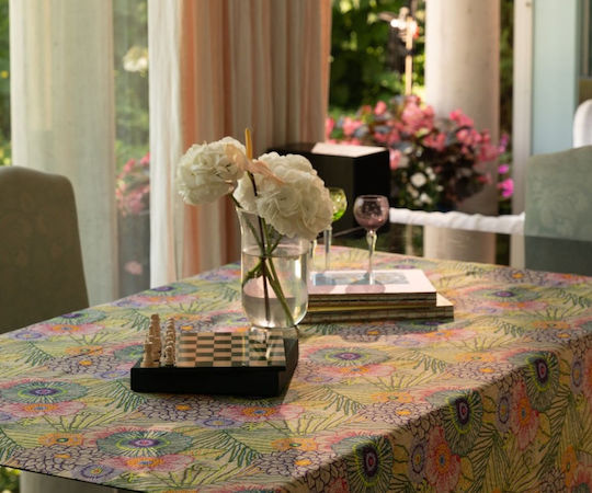 Tessitura Toscana Telerie Τραπεζομάντηλο Βαμβακερό Cotton Tablecloth Dalia Tovaglia Πορτοκαλί 85x85εκ.