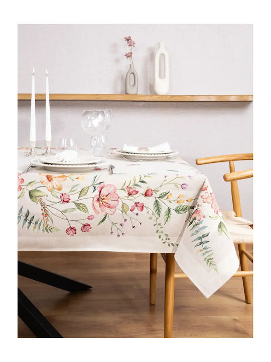 Liolios Home Checkered Tablecloth Set 3 Pieces Beige 100x100cm