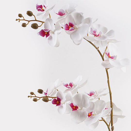 Plantă Decorativă în Ghiveci Orhidee Albă Inart 36x17x65 Cm