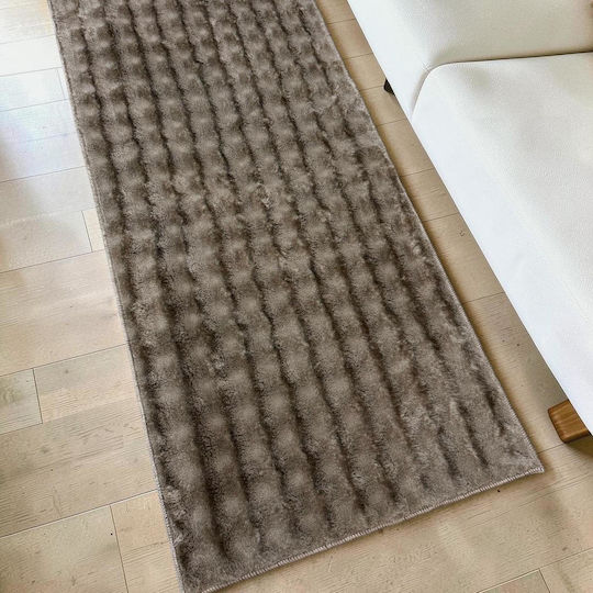 Linea Home Non-Slip Runner Furry Rug Mocha 70x200cm