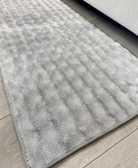 Linea Home Rutschfester Flur Teppich Pelzig Silber 70x150cm