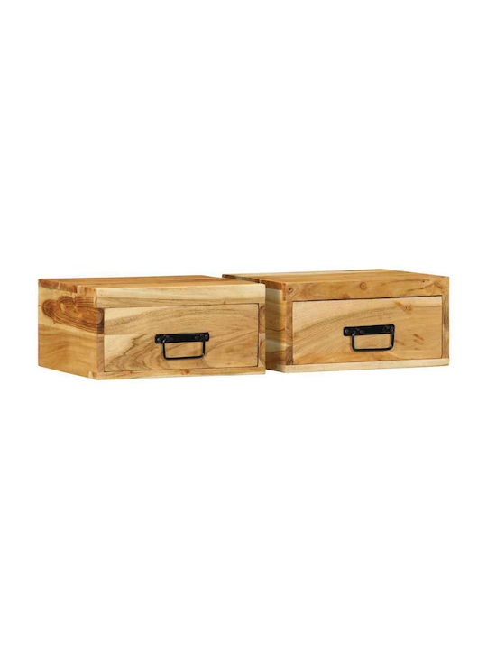Bedside Tables Made of Solid Wood Beige 2 Piece...