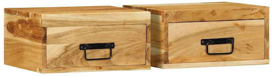 Bedside Tables Made of Solid Wood Beige 2 Pieces 40x30x19cm