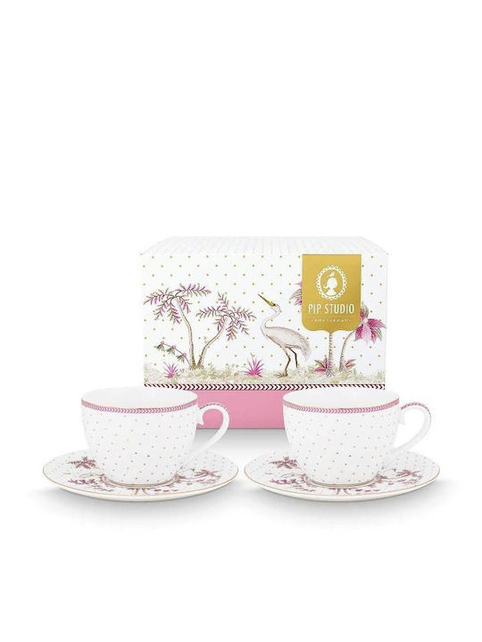PiP Studio Jolie Dots Cappuccino Cup Set Porcelain Gold 280ml 2pcs