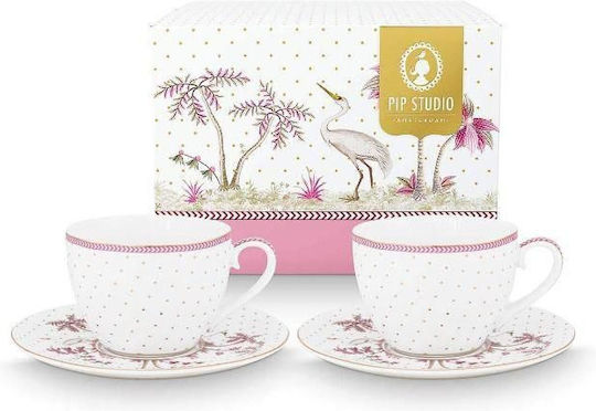 PiP Studio Jolie Dots Комплект Чаши Cappuccino от Порцелан Златисти 280ml 2бр