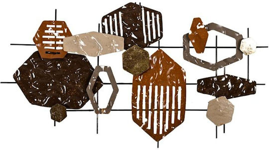 Fylliana Geometric Wall Decor Element Brown Metal 90x3x48cm