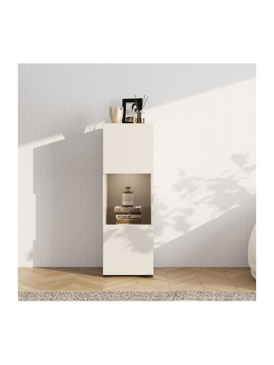 Wand Wohnzimmer Vitrine aus MDF mit Verglasung & Beleuchtung Cashmere 39x35x117cm