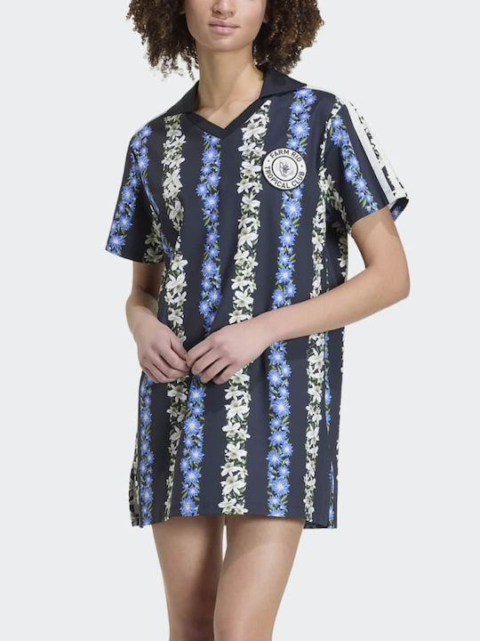 X Farm Summer T-Shirt Dress Black / Cream White / Multicolor