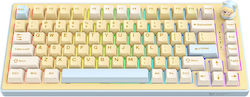 Onikuma MT707 Fără Fir Tastatură de Gaming Mecanică 75% cu Iluminare RGB Engleză SUA Galbenă Onikuma MT707 Fără Fir Tastatură de Gaming Mecanică 75% cu Iluminare RGB Engleză SUA Galbenă